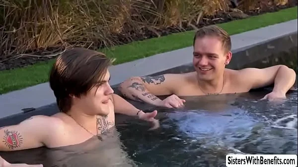 Petite teens fuck stepbrothers bigcock outdoor by the pool