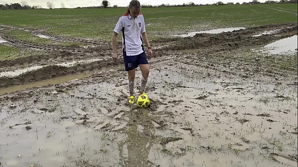 Muddy Football Practise then threw off my shorts and knickers (WAM)