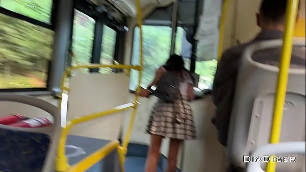 The girl flash her pussy on the bus, I got excited and offered her to have sex on the beach