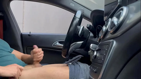 A girl catches me by surprise jerking off in the car in public and helps me finish cumming