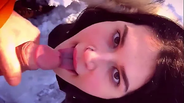 Risky sucking a stranger in a public park and swallowing hot cum