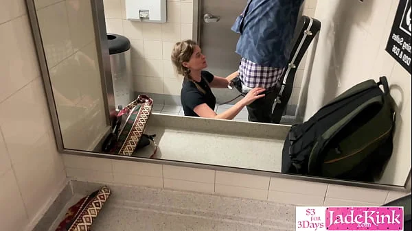 Girlfriend taken to public washroom and fucked and facialed