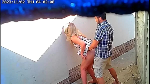 Daring couple caught fucking in public on cctv camera