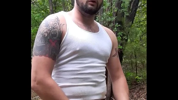 Huge cumshot outdoors