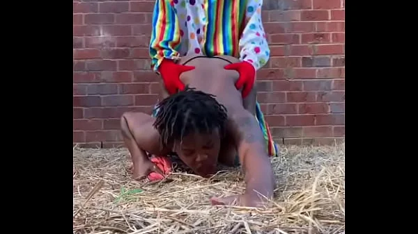 Gibby The Clown fucks ebony in a barn