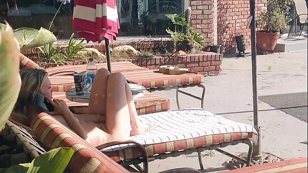 Kristi Love watched while naked poolside