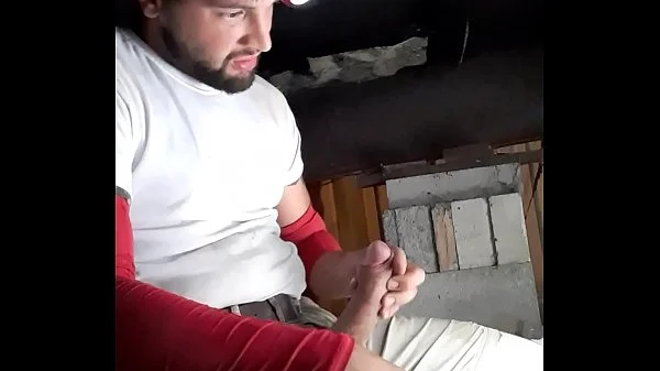 Huge cumshot long fat dick at work