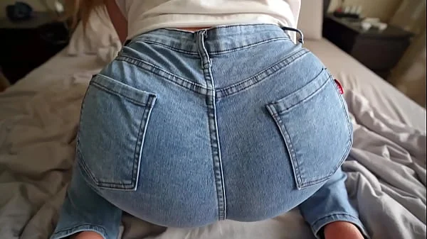 Slutty girl in ripped jeans with a big ass takes a fat dick in her tight pussy