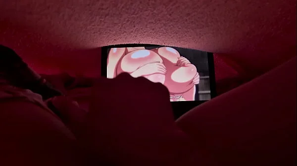 Girl masturbates while watching uncensored lesbian Hentai before bed.