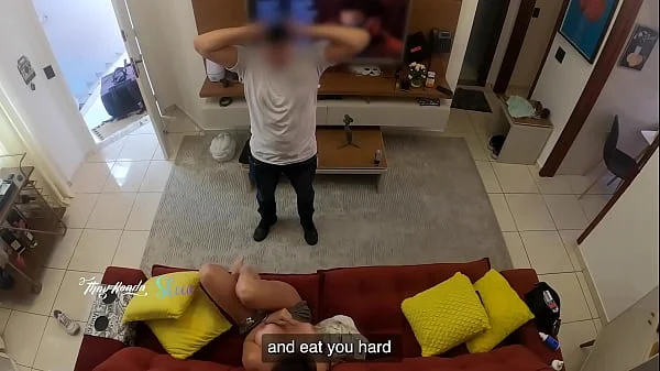 Hot wife Thay Ksada was recognized by the delivery man, she lets him suck her on the living room sofa - with English subtitles - teaser