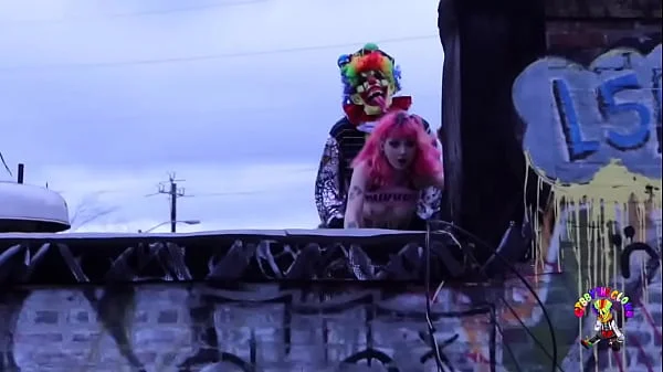 Fucking this gothic chick on the roof