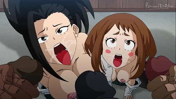 2 teens gaging on gang bang (my hero academia hentai)