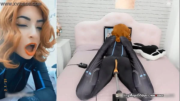 Black Widow Loves Your Cock in her Pussy - Big Toy on a Sex Machine - Cosplay Girl HD