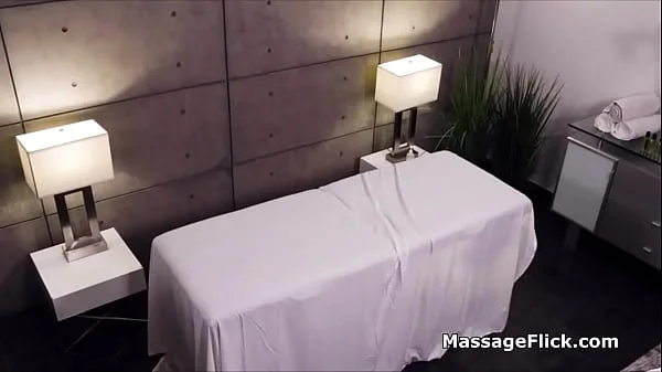 Milking cock under the table during massage