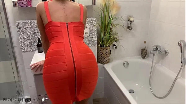 luxury girl in tight bodycon dress fucked several times - compilation