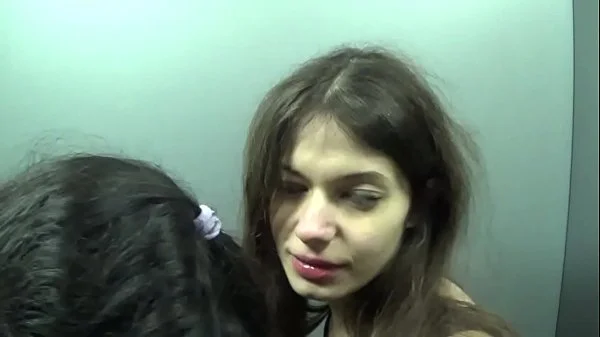 (RISKY PUBLIC SEX) Anal fuck and threesome sex in an elevator