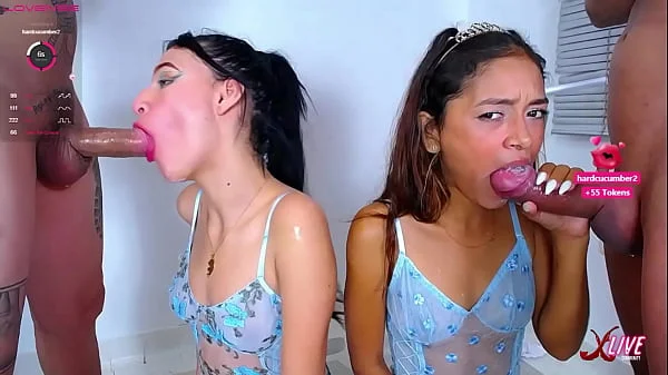 two stepsisters who like to share cocks swap their boyfriends for rough sex