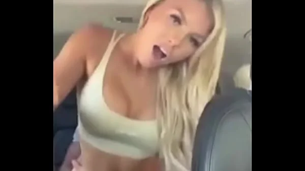 Hot blonde fucking in backseat